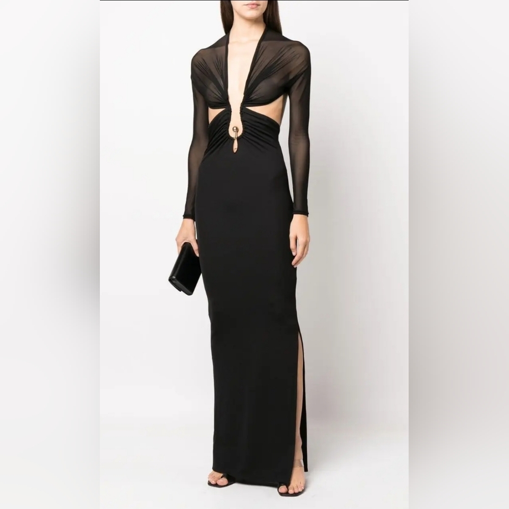 Christopher Esber sheerdetail side slit maxi dress US2/xs/UK6 - Picture 1 of 8